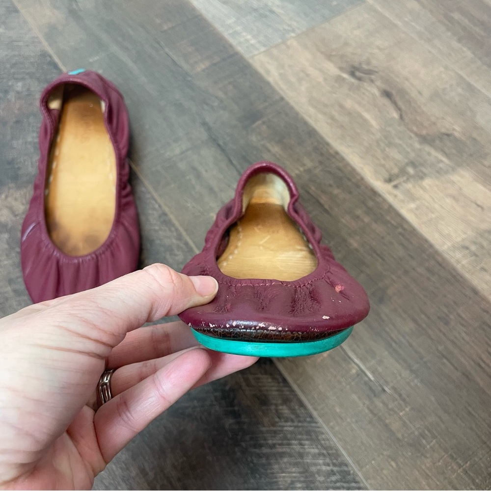 Tieks Burgundy Leather Ballet Flats Women's 8 Shoes Slip On Maroon Wine Red - Picture 3 of 8
